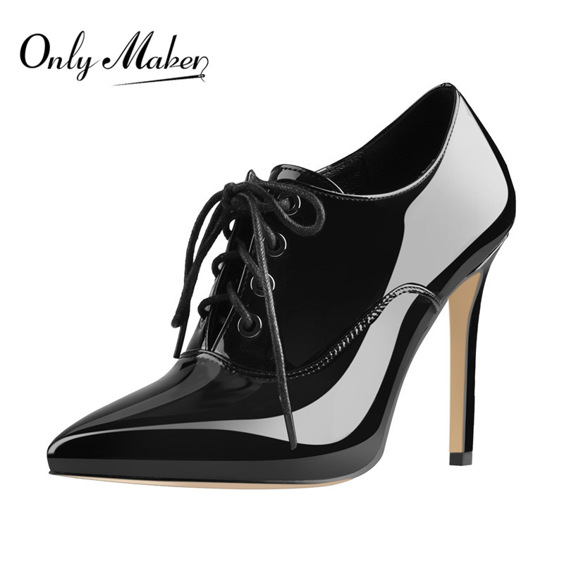 Court Heel Pointed - Onlymaker Frauen Lace Up Vintage High