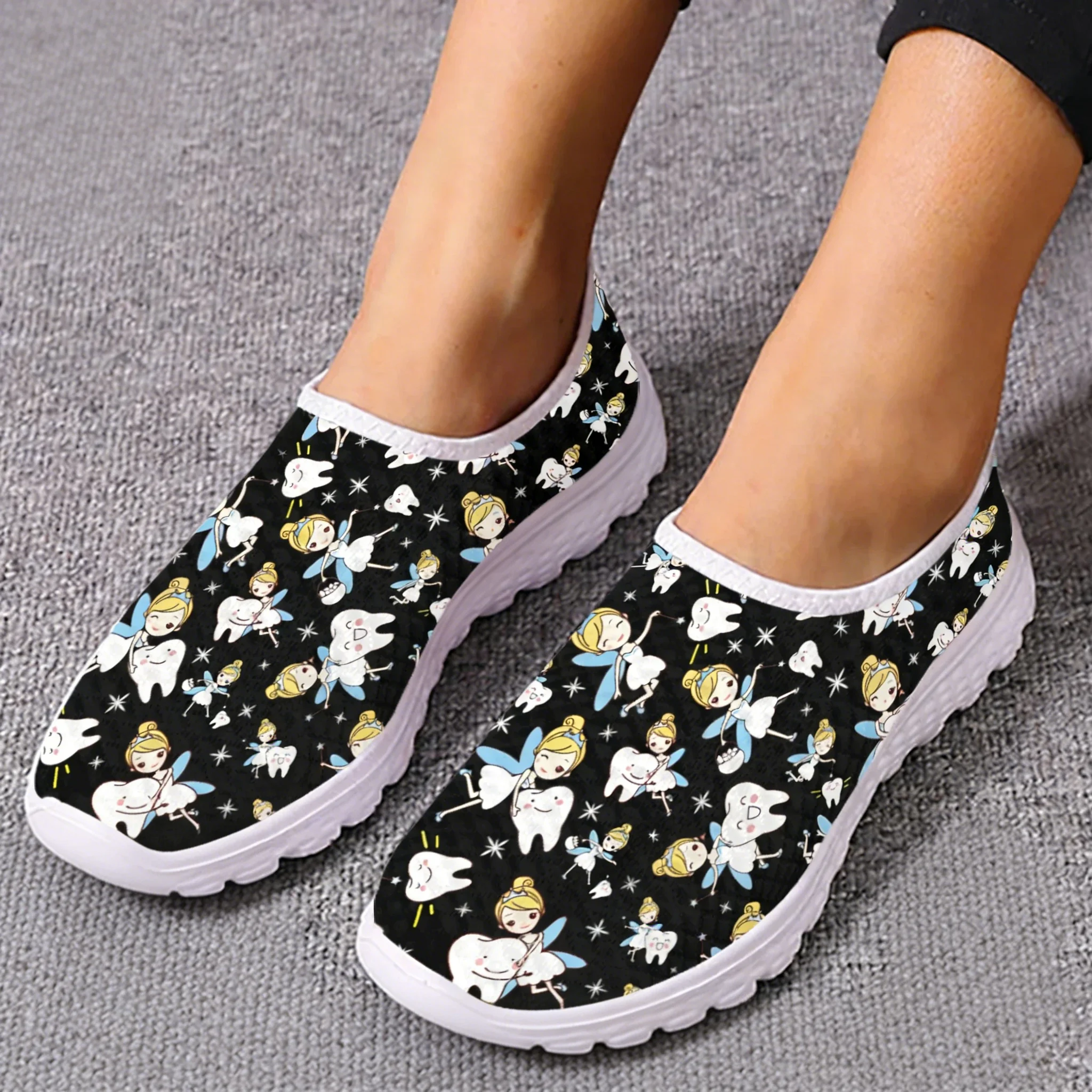 Women'S Shoes Nursing - Niedliche Cartoon-Krankenschwester-Elfen-/Zahn-Mesh-Sneaker, hochwertige Sneaker für Damen,
