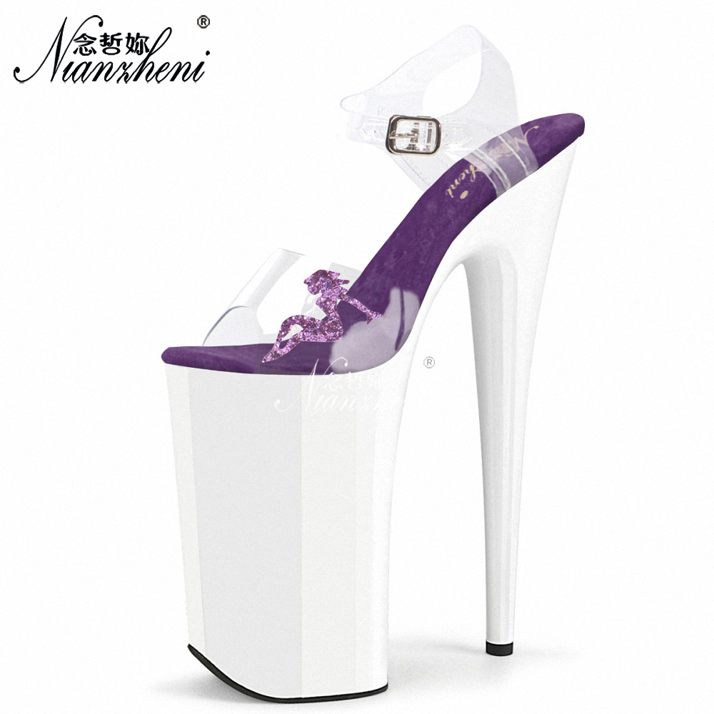 Clear Strap Heel - Exotische 26cm 10 Zoll Transparente PVC-Plateau-Sandalen