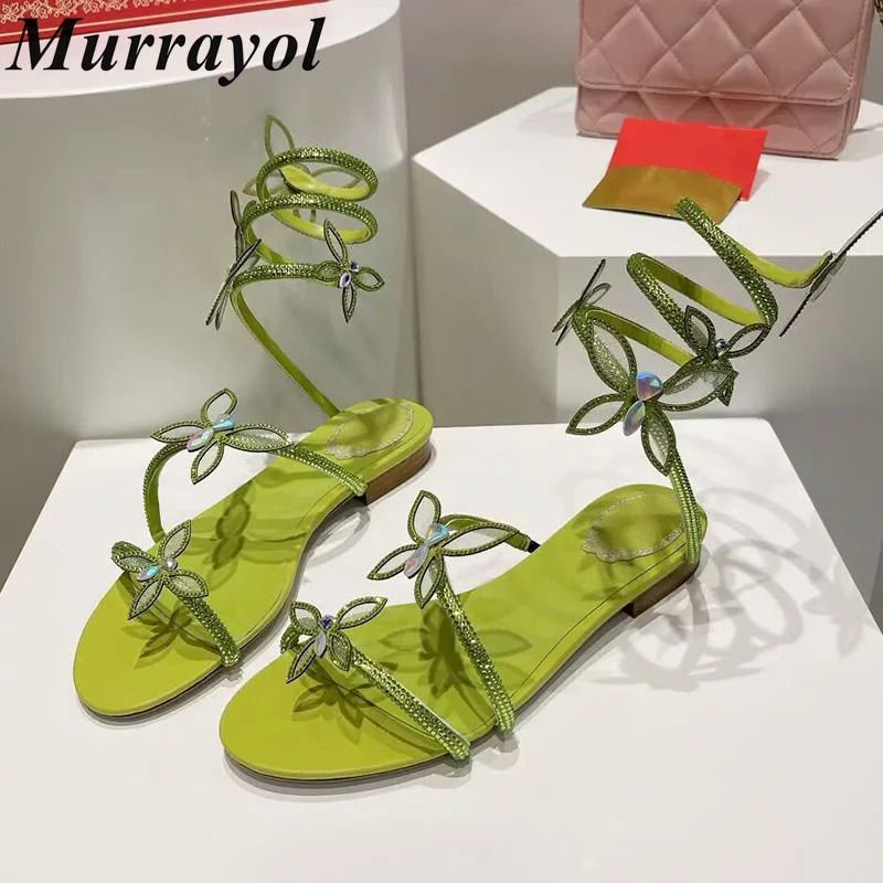 Women'S Shoes Size 12 - Schlangenförmige Gummiband-Sandalen für Damen, Strass-Blumendekor, flacher
