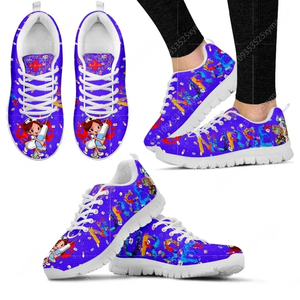 Women'S Shoes Nursing - Maßgeschneiderte süße Krankenhaus-Cartoon-Krankenschwester-Muster-Sneaker für Damen, atmungsaktive