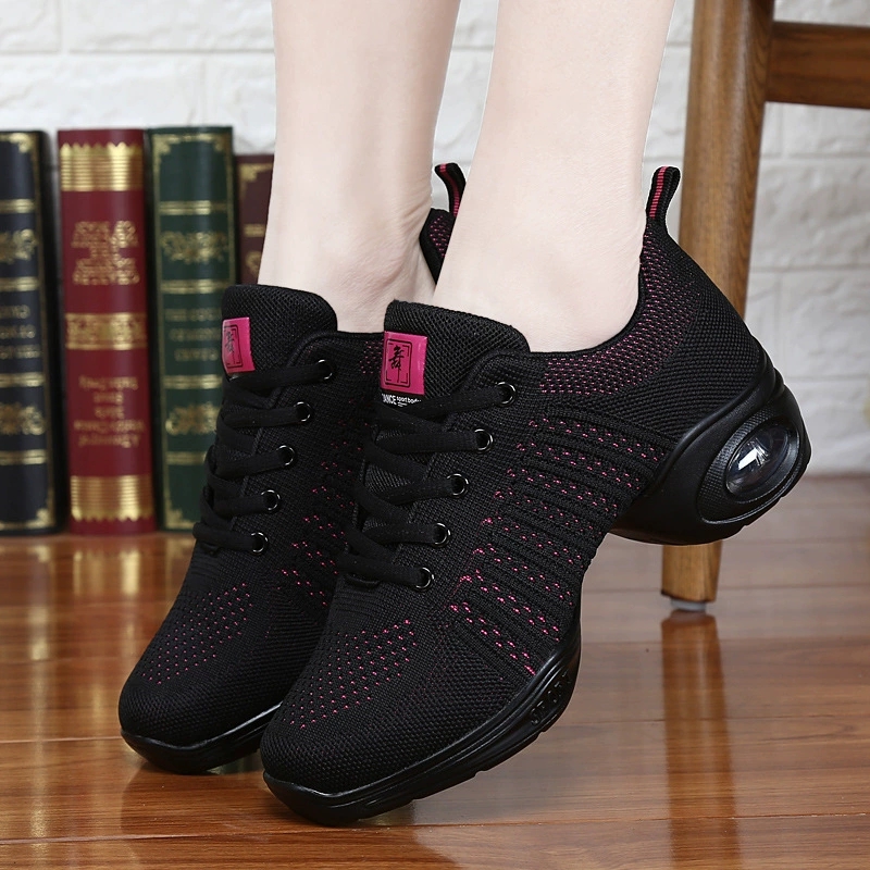 Women'S Zumba Shoes - Damen Gepolsterte Tanz-Sneaker Atmungsaktive Schwarze Mesh
