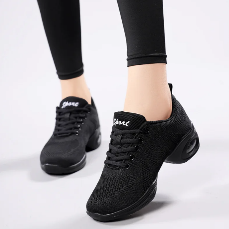 Women'S Zumba Shoes - Schwarze Mesh-Tanzsneaker für Damen, atmungsaktive, leichte,