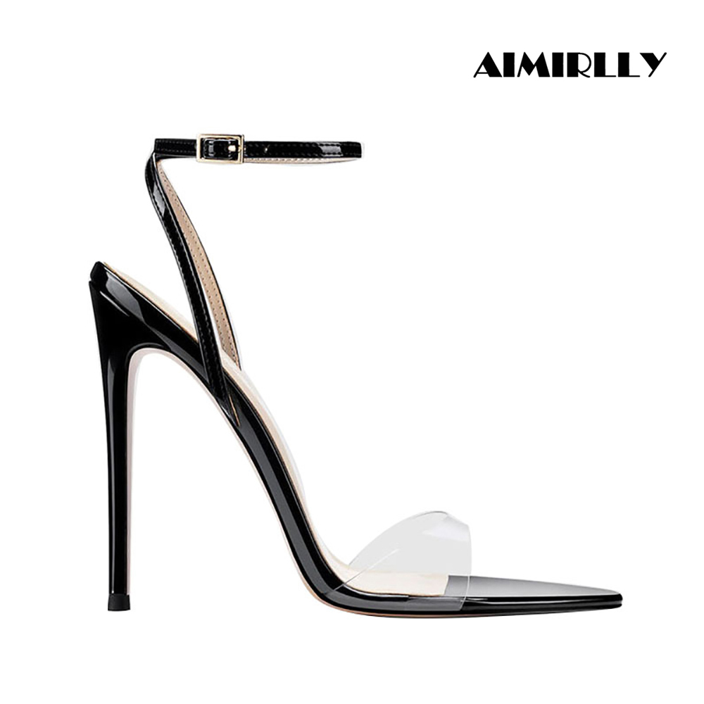 Clear Strap Heel - Damen Transparente PVC High Heel Sandalen