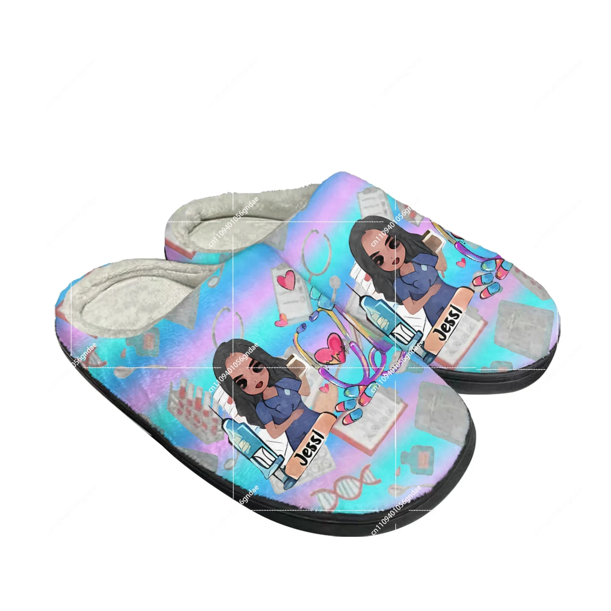 Women'S Shoes Nursing - Niedliche Cartoon-Krankenschwester-Hausschuhe aus Baumwolle, warme Plüsch-Schlafzimmer-Freizeitschuhe