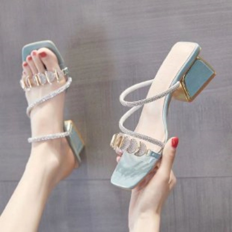 Clear Strap Heel - Damen Sommer Sandalen mit Strass und