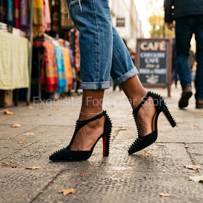 Schwarze Wildleder-Pumps mit S – Court Heel Pointed Bewertung und Preis