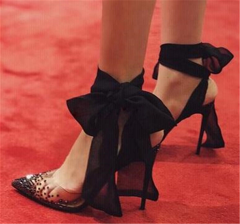 Rot-weiße, schwarze Mesh-Band- – Clear Strap Heel Bewertung und Preis