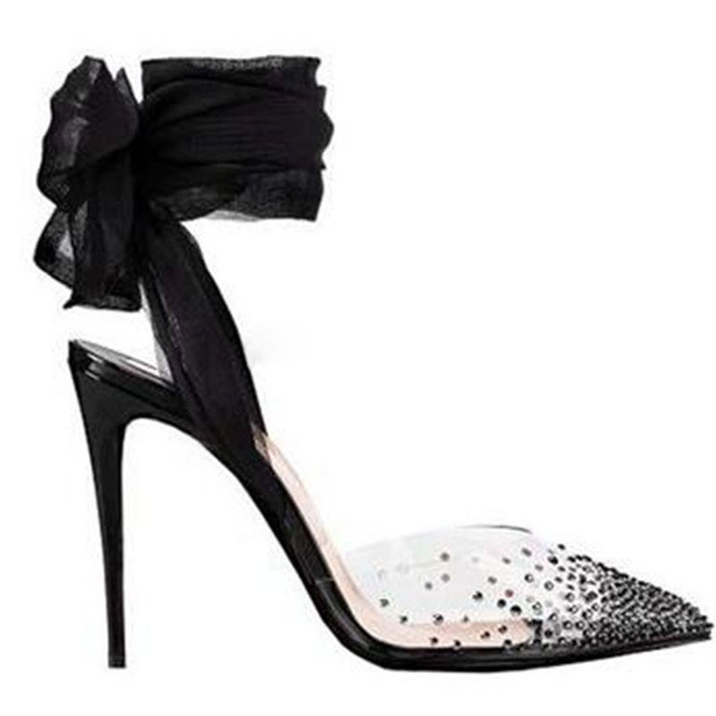 Rot-weiße, schwarze Mesh-Band- – Clear Strap Heel Bewertung und Preis