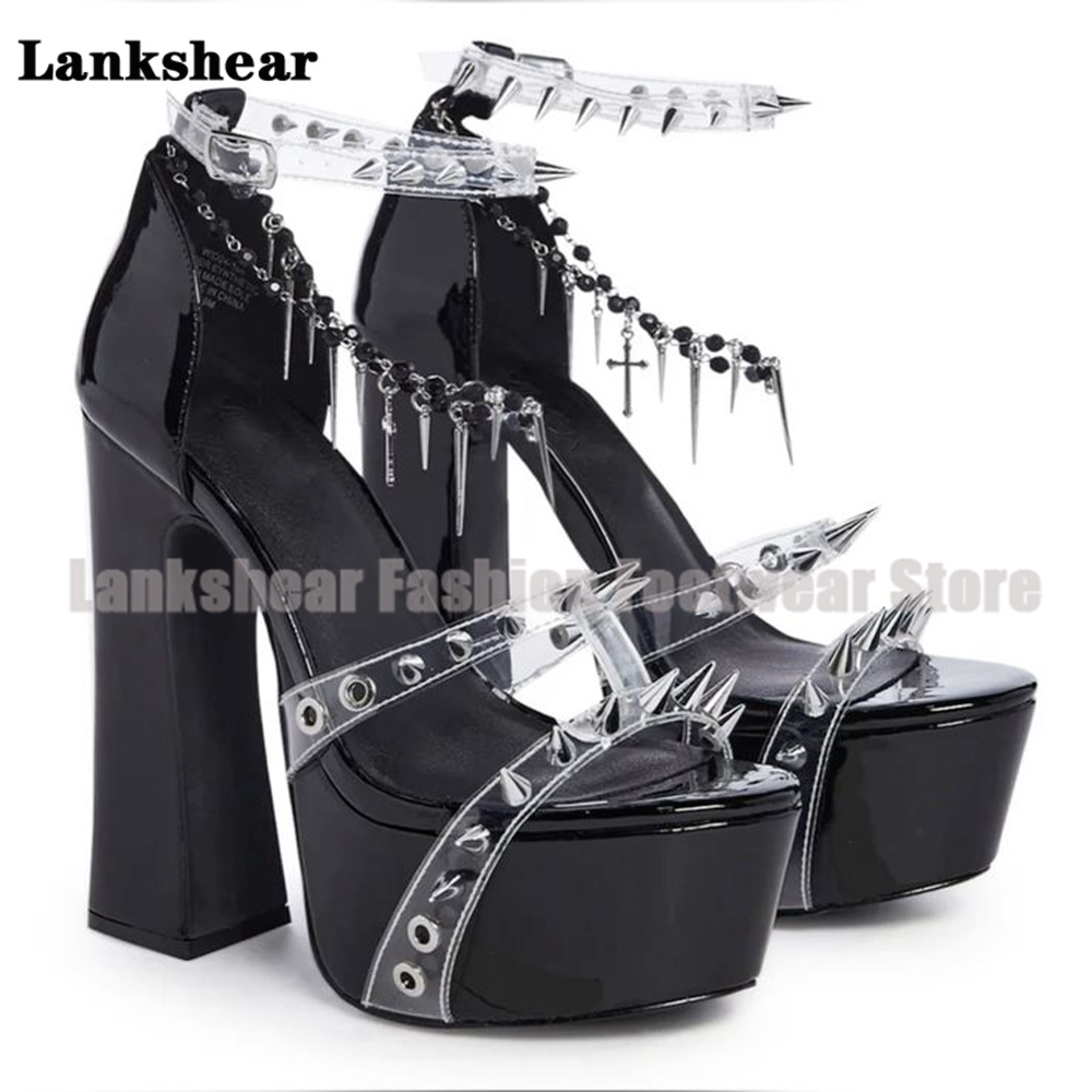 Plattform Verzierte Klar Pvc S – Clear Strap Heel Bewertung und Preis