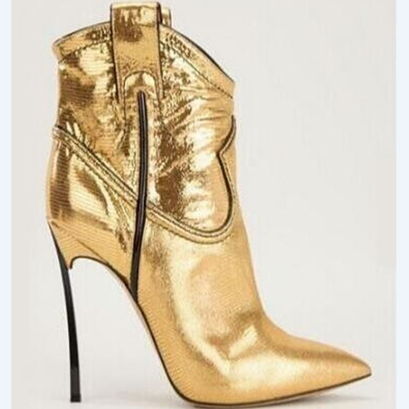 Silber-Gold Lackleder Stiefele – Women'S Shoes Size 12 Bewertung und Preis