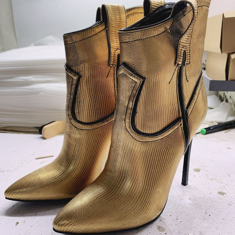 Silber-Gold Lackleder Stiefele – Women'S Shoes Size 12 Bewertung und Preis