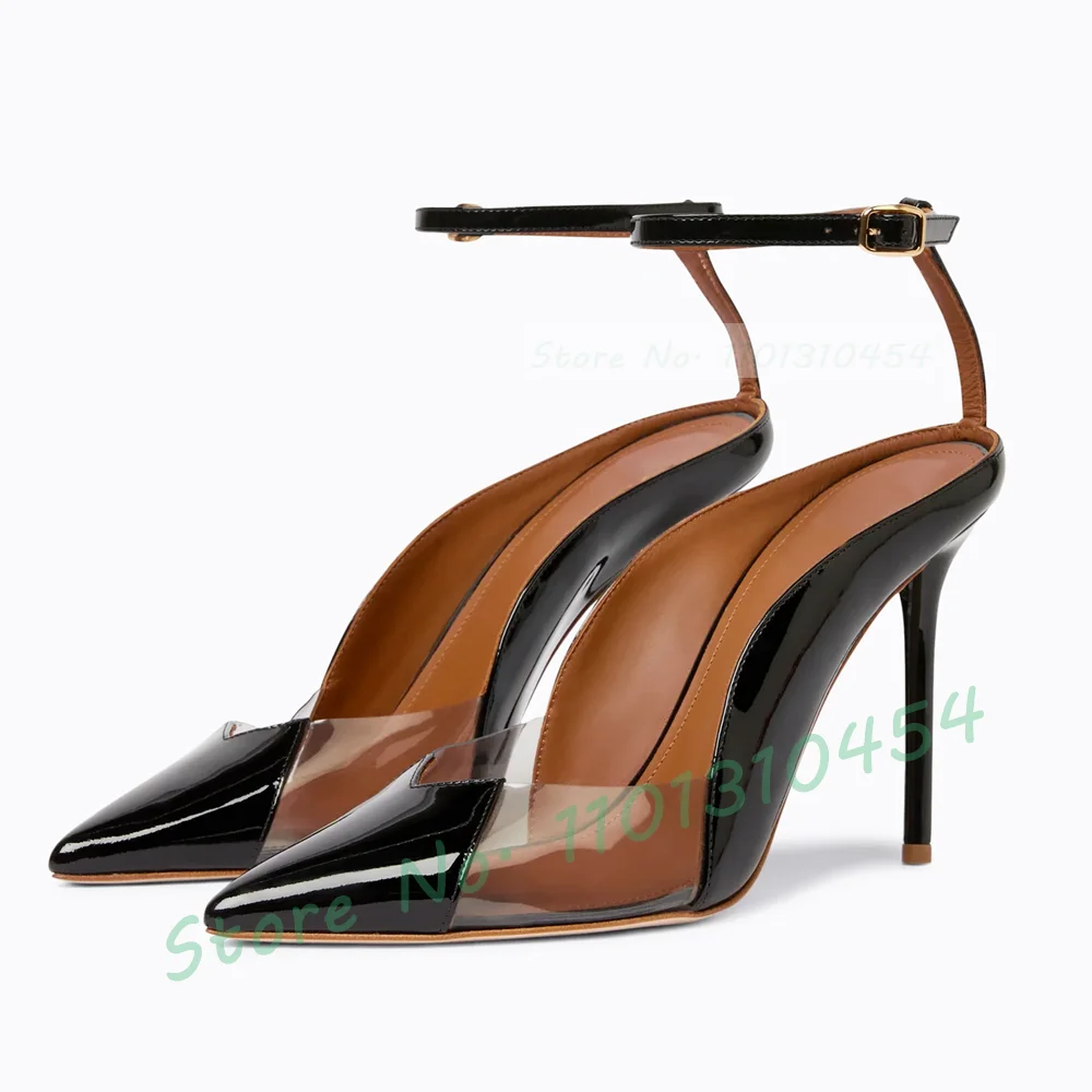 Schwarze spitze klare PVC-Sand – Clear Strap Heel Bewertung und Preis